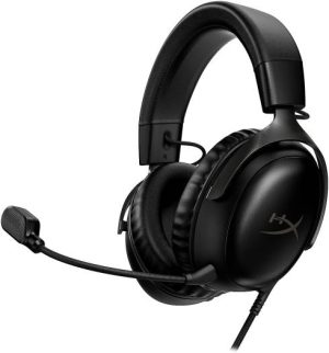 HyperX Cloud III Wired Gaming Headset, For PC / PS5 / Xbox Series, Angled 53mm Drivers, Noise Cancelling, With LED Mic Mute Indicator, 10Hz-21kHz Frequency Response, Black | 727A8AA