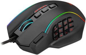 Redragon M901 Wired Gaming Mouse, 12400 DPI High-Precision Sensor, RGB Backlighting, MMO 20 Programmable Buttons With Weight Tuning Set, For Windows Pc Computer, Black | M901-K-2