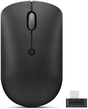 Lenovo 400 Wireless Compact Mouse, 3 Level Adjustable DPI 800/1600/2400, Red Optical Sensor, 2.4 GHz USB-C Wireless Dongle, Black | GY51D20865
