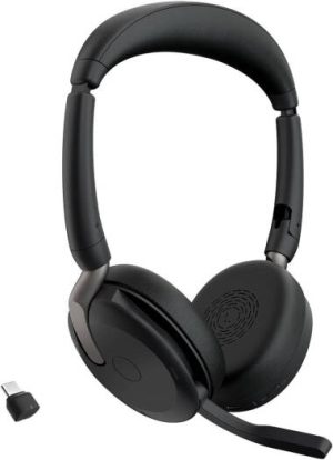 Jabra Evolve2 65 Flex Professional Headset, Hybrid Active Noise Cancellation with Memory Foam Padding, 360? Busylight, Optimized for Unified Communications, USB-A Dongle, Black | 26699-989-999